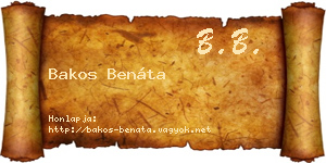 Bakos Benáta névjegykártya